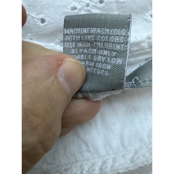 White Eyelet Asymmetrical Midi Skirt Bias Cut Cottagecore Ruffle Hem Coastal L - Picture 6 of 9